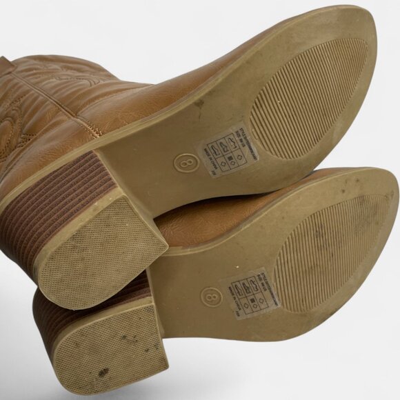 Charles Albert Women's Tan Brown Faux Leather Western Cowboy Cowgirl Size 8 - Picture 12 of 12